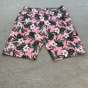 Hudson & Barrow NYC Shorts Mens 33 Pink Tropical Hawaiian Floral Camo Adult